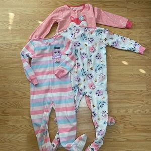 3 pairs of Fleece Onesies, Feet Pajamas, PJs, Absorba 5T